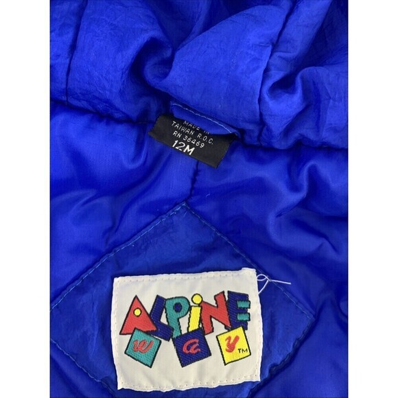Alpine Way Vintage Baby Snowsuit Full Zip Hooded Blue Purple Neon Nylon 12 Month - Picture 9 of 15